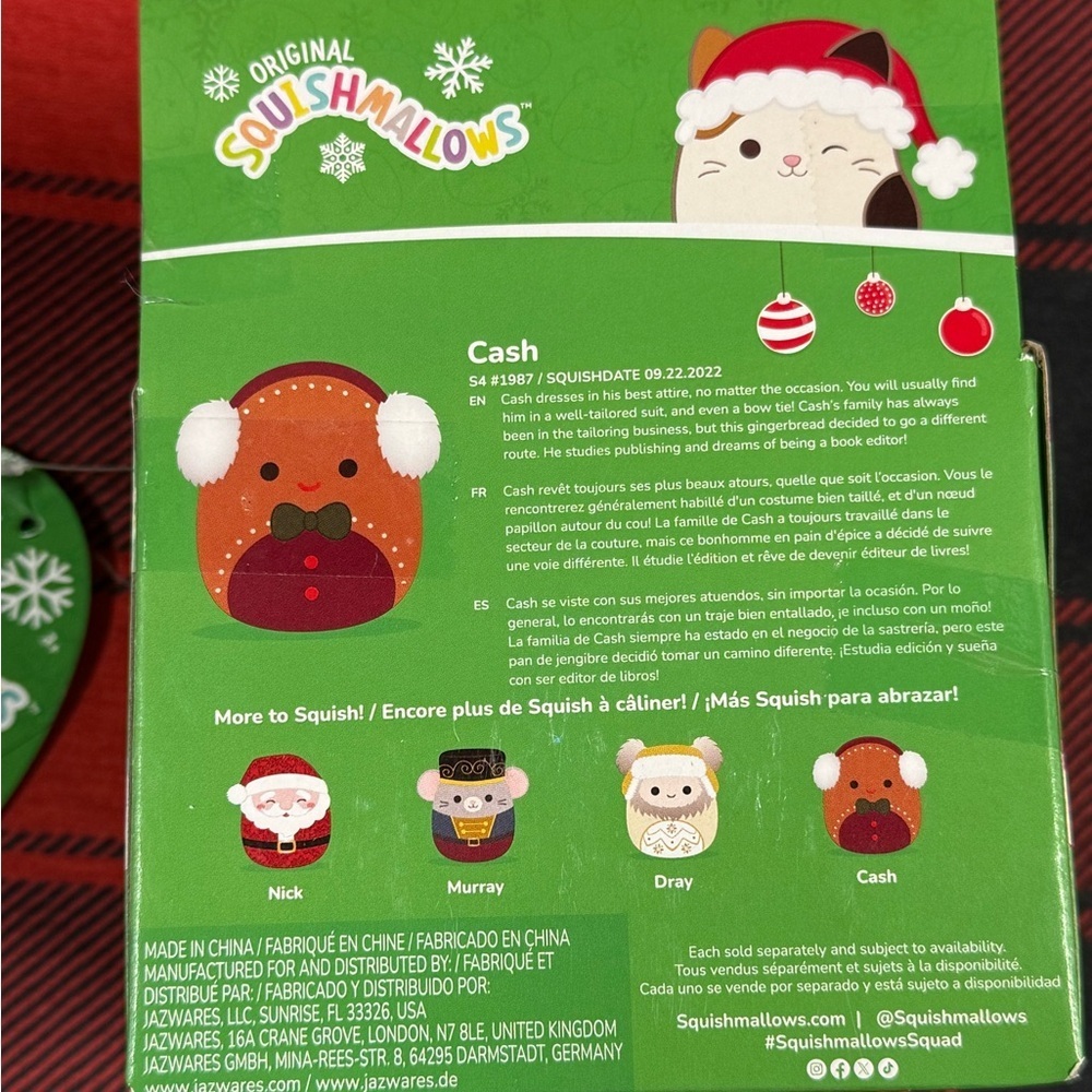 -Squishmallow Christmas Ornament Gingerbread man “Cash” BRAND NEW with Tag - Picture 5 of 8